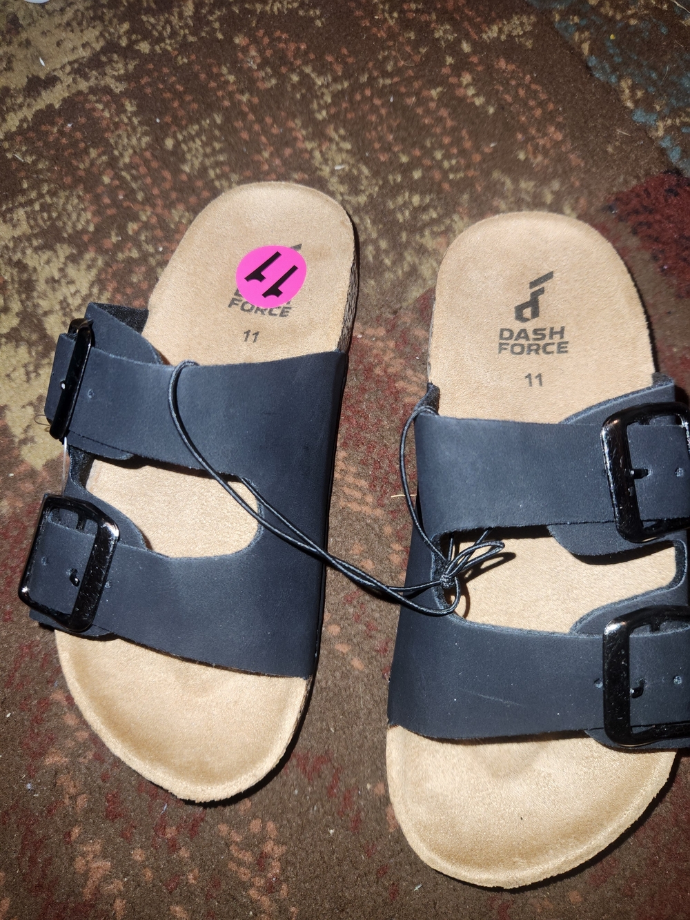 Kids Black Double-Buckle Sandals